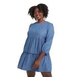 Draper‎ James Tiered Trapeze Dress Chambray